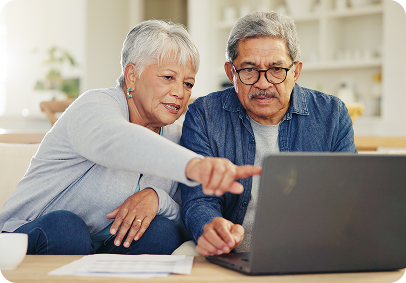 Retired couple reviewing finances